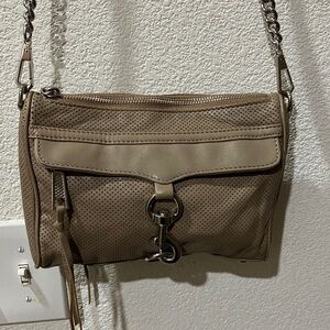 Rebecca Minkoff Taupe Perforated Lambskin Leather Crossbody Bag Small